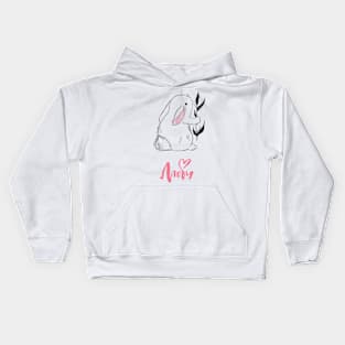 Cute bunny with word love Kids Hoodie